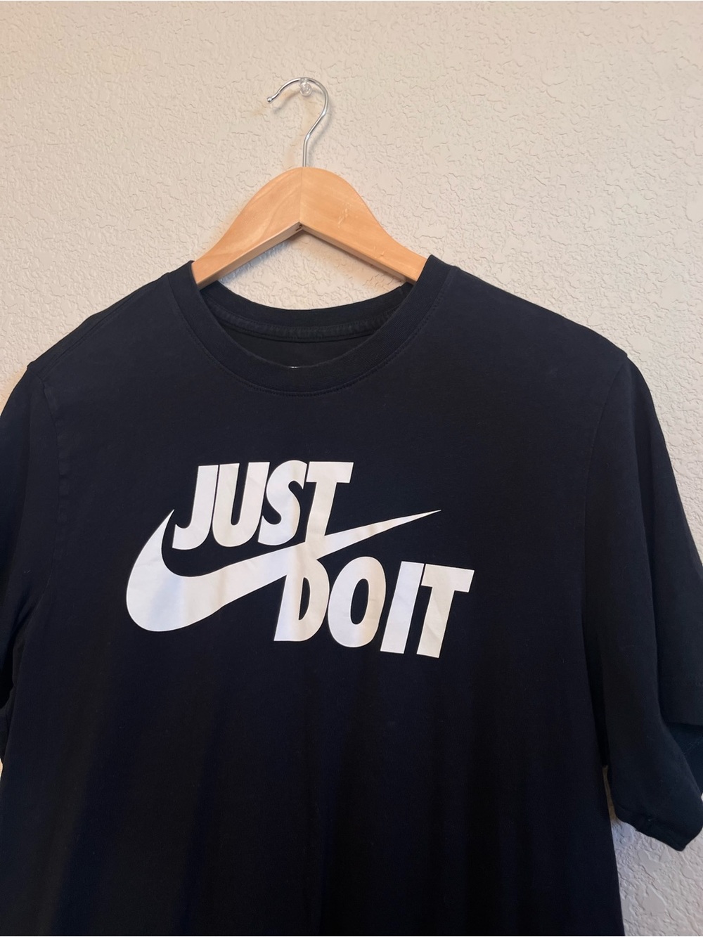 Nike Black T-Shirt with White "Just Do It" Logo - Picture 2 of 5